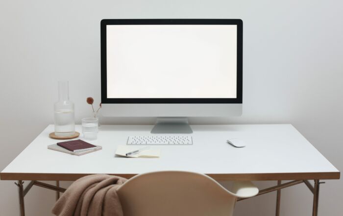 Free Stylish workspace with computer and simple furniture Stock Photo